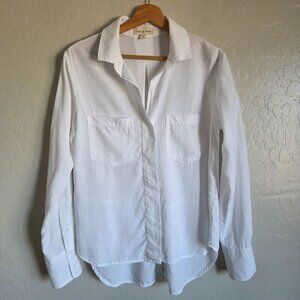 Cloth & Stone Classic 2 Pocket Tencel Button Down Top White Sz S Roll Tab Sleeve